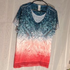 Red, White, and blue shirt